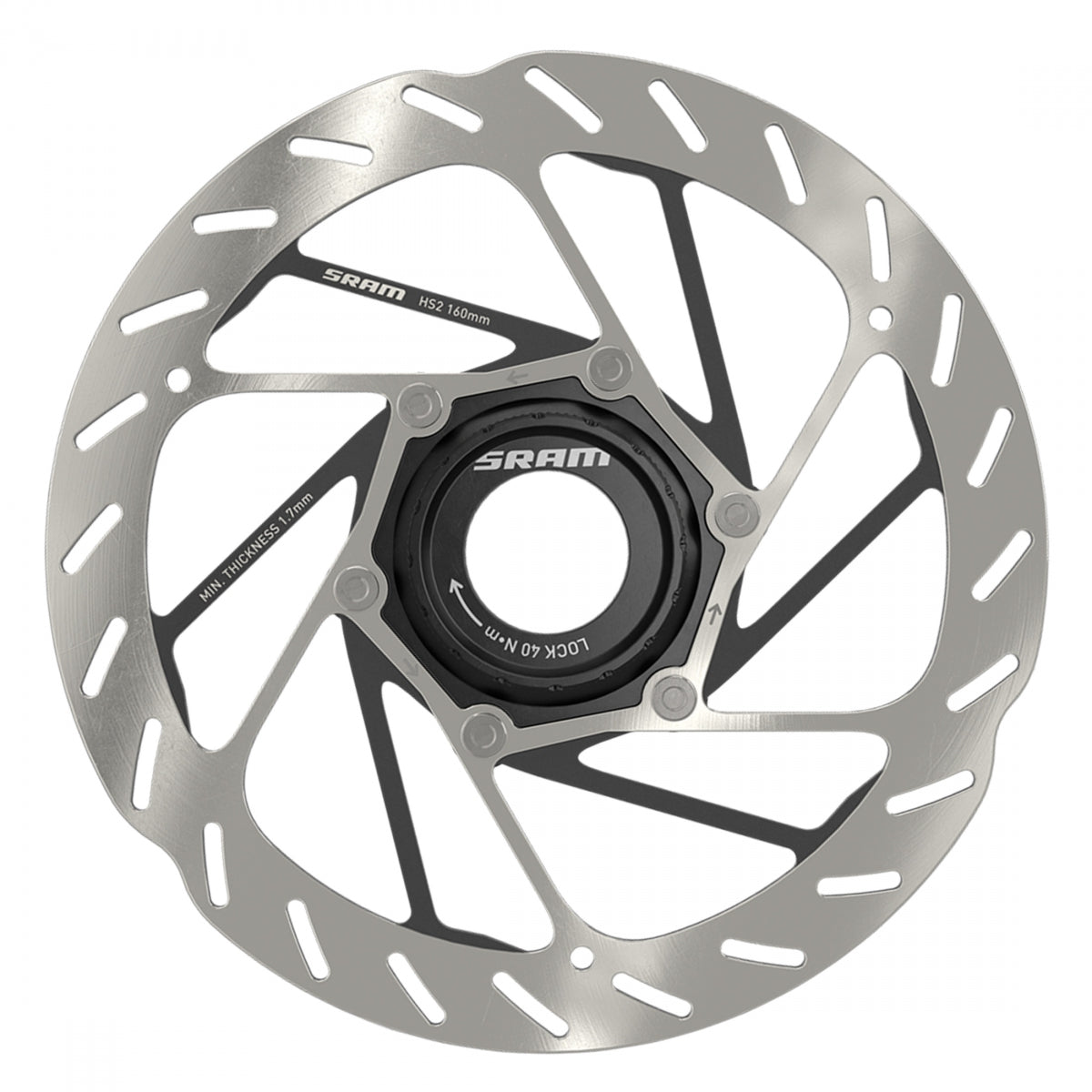 SRAM DISC ROTOR 160 HS2 CL ROUNDED w/LOCKRING SL/BK - SRAM