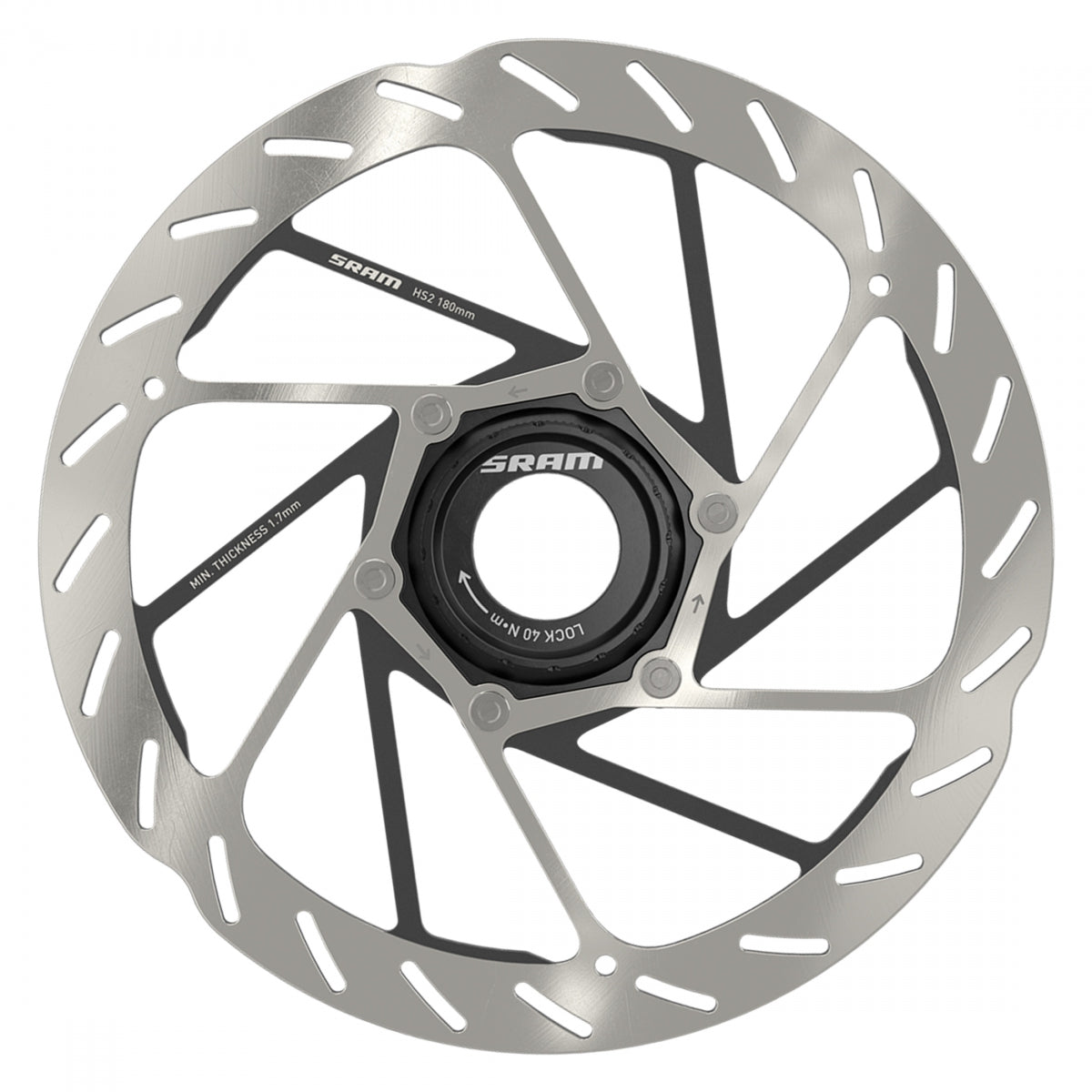 SRAM DISC ROTOR 180 HS2 CL ROUNDED w/LOCKRING SL/BK - SRAM