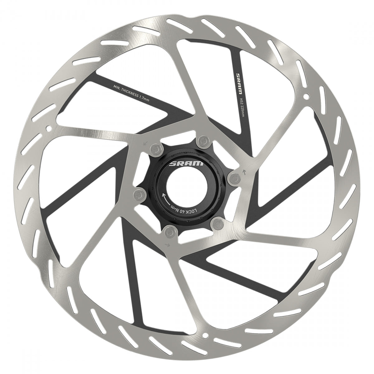 SRAM DISC ROTOR 220 HS2 CL ROUNDED w/LOCKRING SL/BK - SRAM