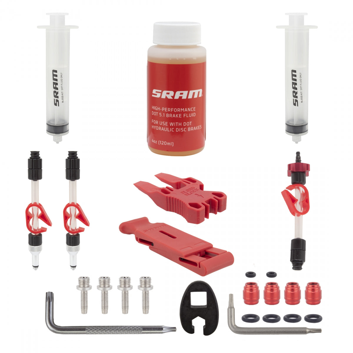 SRAM TOOL BRAKE DISC SRAM BLEEDKIT DOT V2 w/FLUID w/BLEEDING EDGE FITTING - SRAM