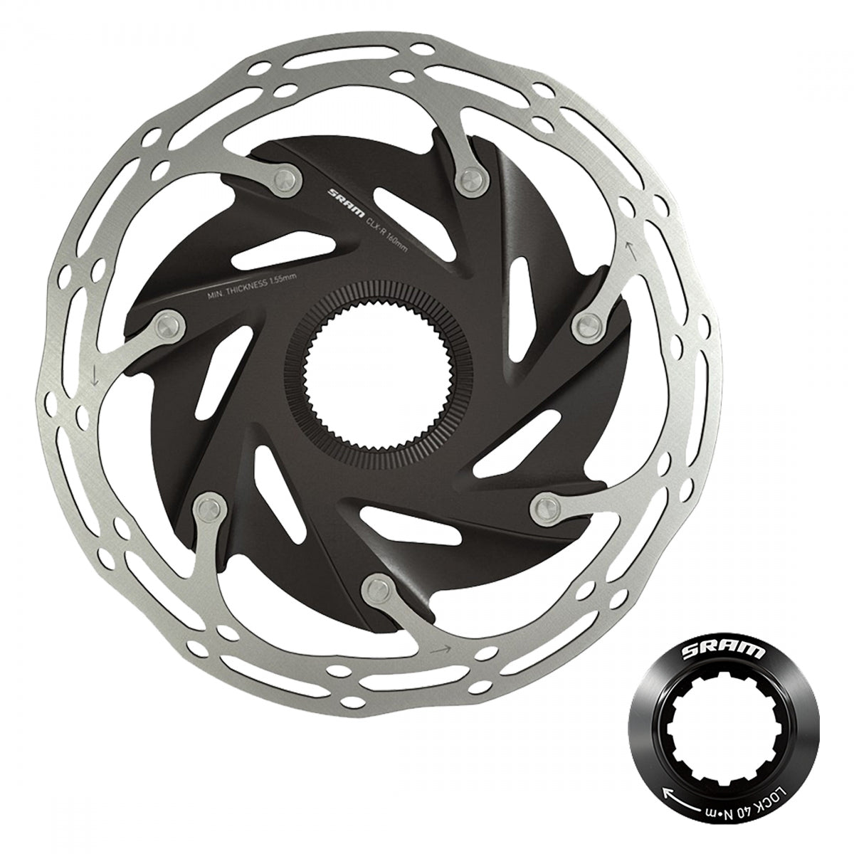 SRAM DISC ROTOR 140 C-LINE XR-ROAD CL 2-PIECE ROUNDED w/LOCK RING SL/BK - SRAM