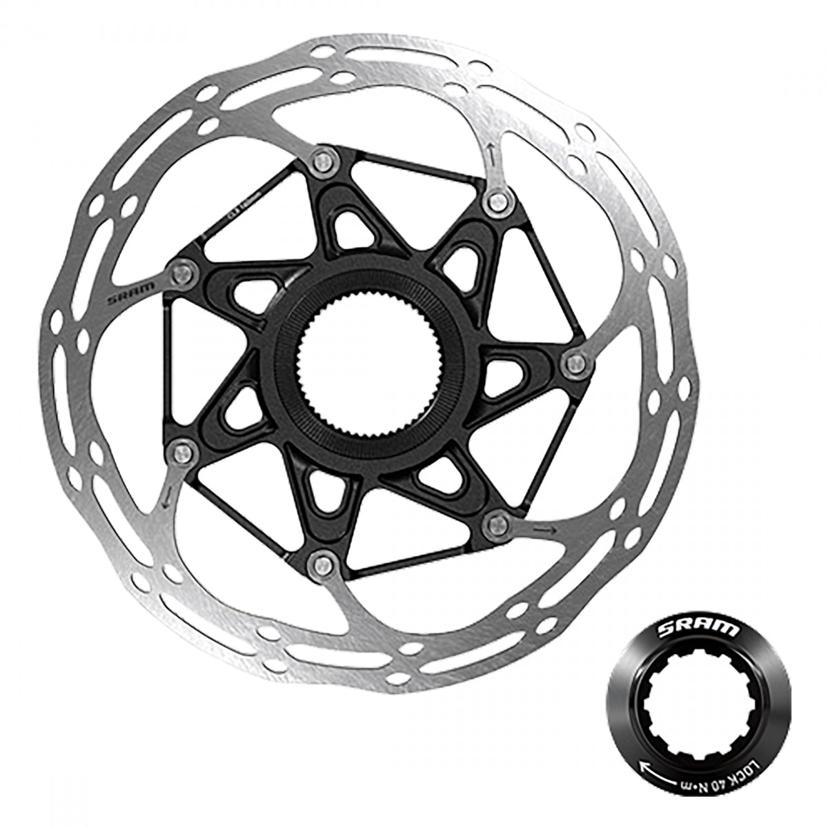 SRAM DISC ROTOR 160 C-LINE CL 2-PIECE ROUNDED w/LOCK RING SL/BK - SRAM