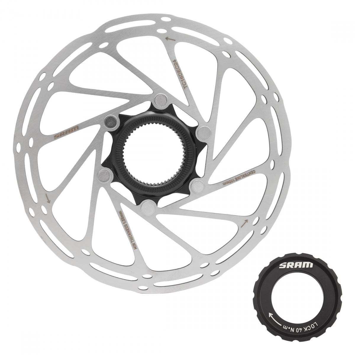 SRAM DISC ROTOR 160 C-LINE CL ROUNDED w/LOCK RING SL/BK - SRAM