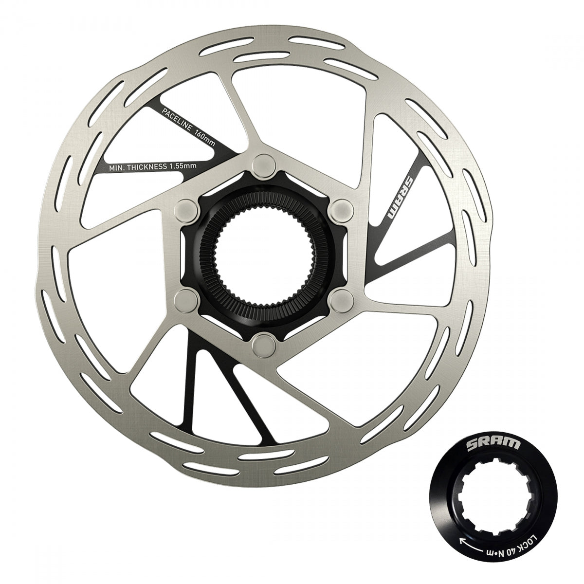 SRAM DISC ROTOR 140 PACELINECL ROUNDED w/LOCK RING SL/BK - SRAM