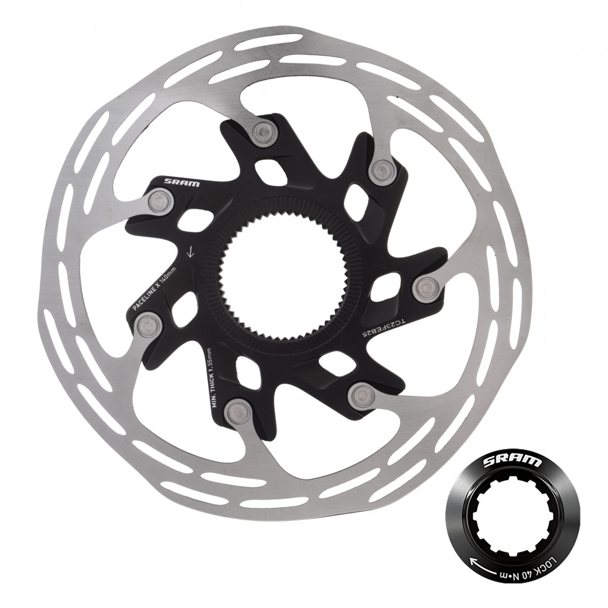 SRAM DISC ROTOR 140 PACELINE-X CL ROUNDED w/LOCK RING BK/SL (P) - SRAM