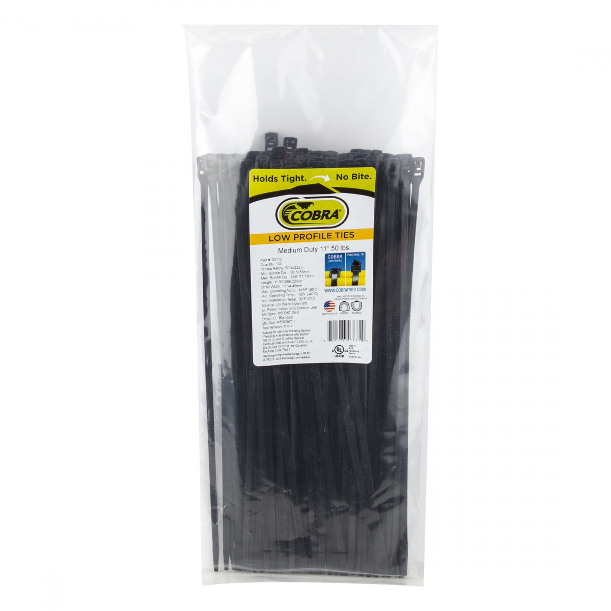 COBRA PRODUCTS CABLE GUIDE COBRA FLEXROUTE TIES ONLY 11in 100pk BULK BK - COBRA PRODUCTS