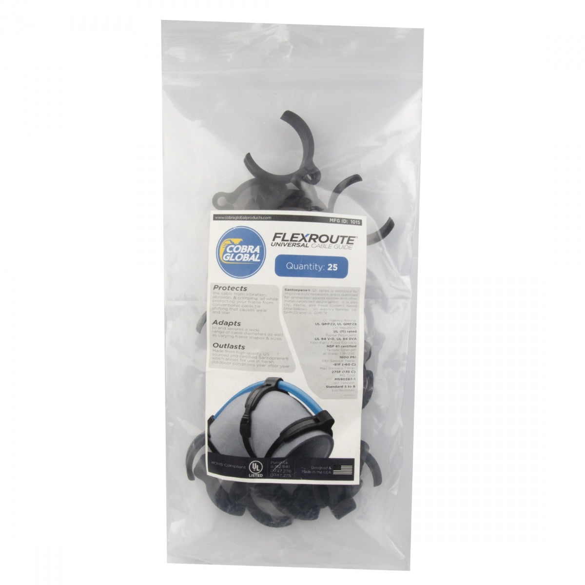 COBRA PRODUCTS CABLE GUIDE COBRA FLEXROUTE GUIDES ONLY SM 4.8-6.5mm 25pk BULK BK - COBRA PRODUCTS