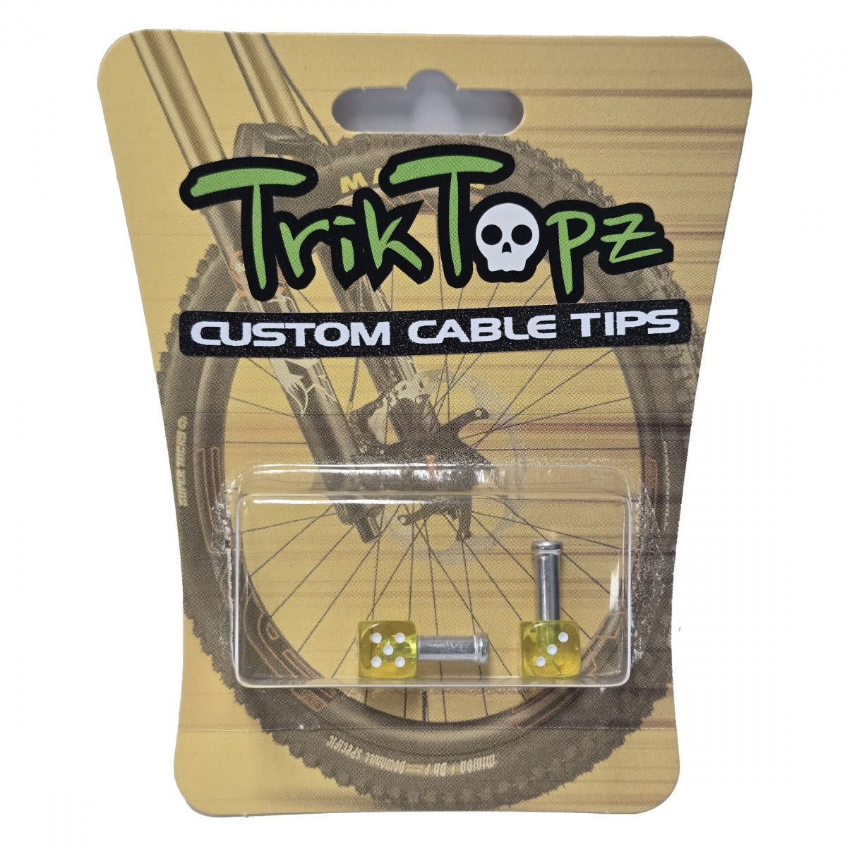 TRIK TOPZ CABLE TIPS TRIKTOPZ DICE CLEAR YL 1pr/PK - TRIK TOPZ