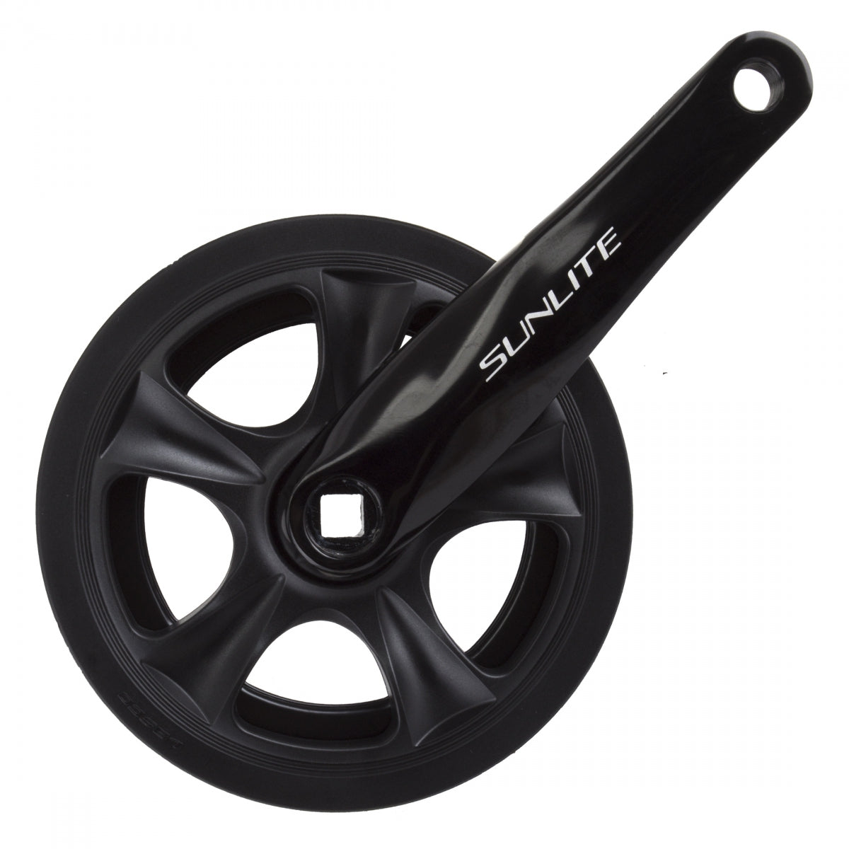 SUNLITE CRANKSET SUNLT INNER CITY 38x165 3/32 SQ BK/BK STL RING w/CHAINGUARD - SUNLITE