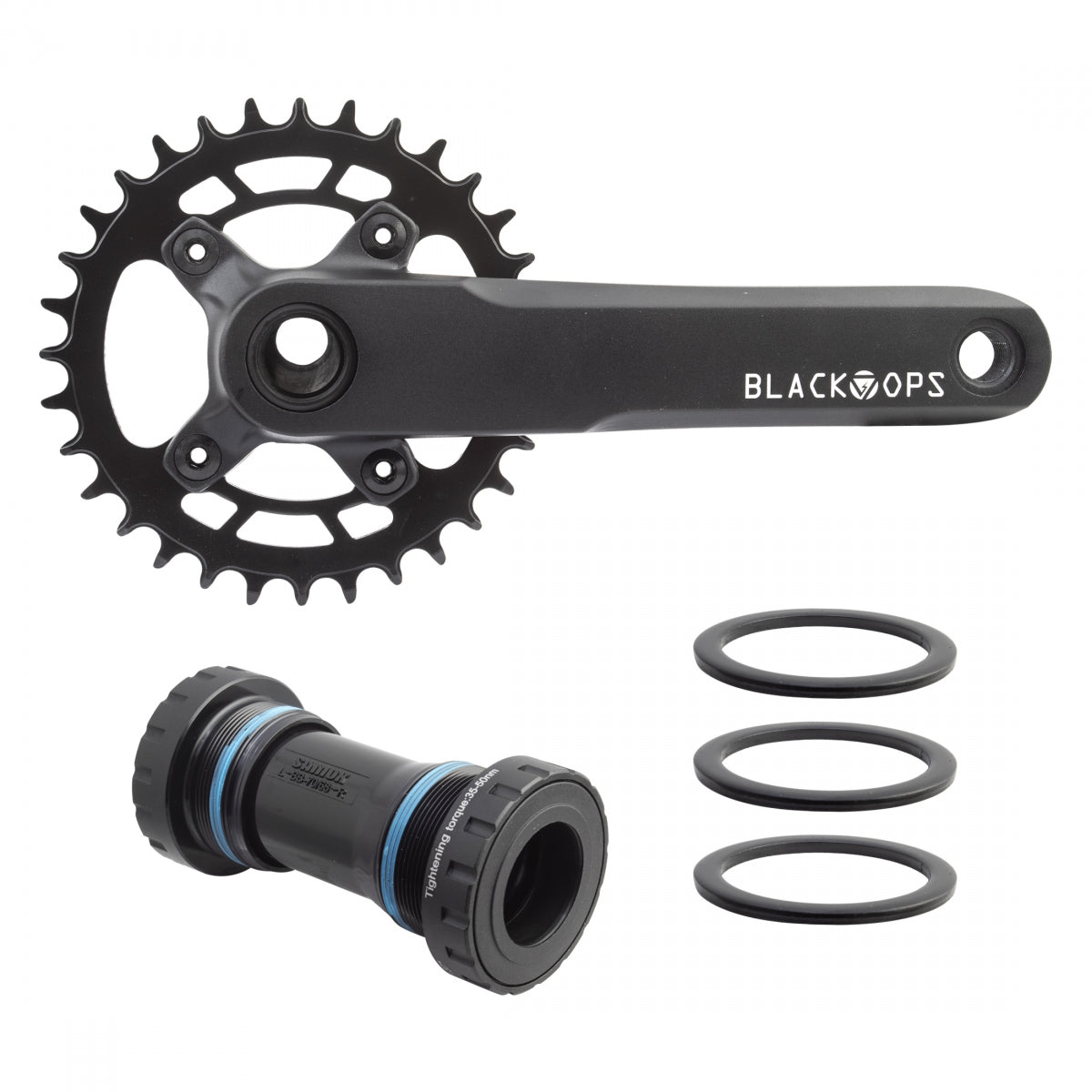 BLACK OPS CRANKSET BK-OPS MTB-II 175x32 10/11/12s 76BCD w/24mm BB BK - BLACK OPS
