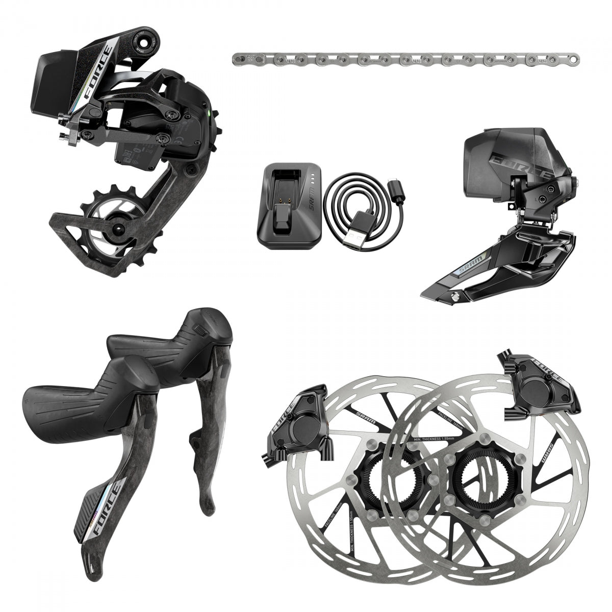 SRAM GROUP KIT SRAM FORCE ETAP AXS 2X E1 HRD SHIFrontER/HYD ED FM FD/CHAIN 114L/RD 36T MAX & BAT/FD & 160 CL ROTORS & BAT/CHARGER & CORD (P) - SRAM