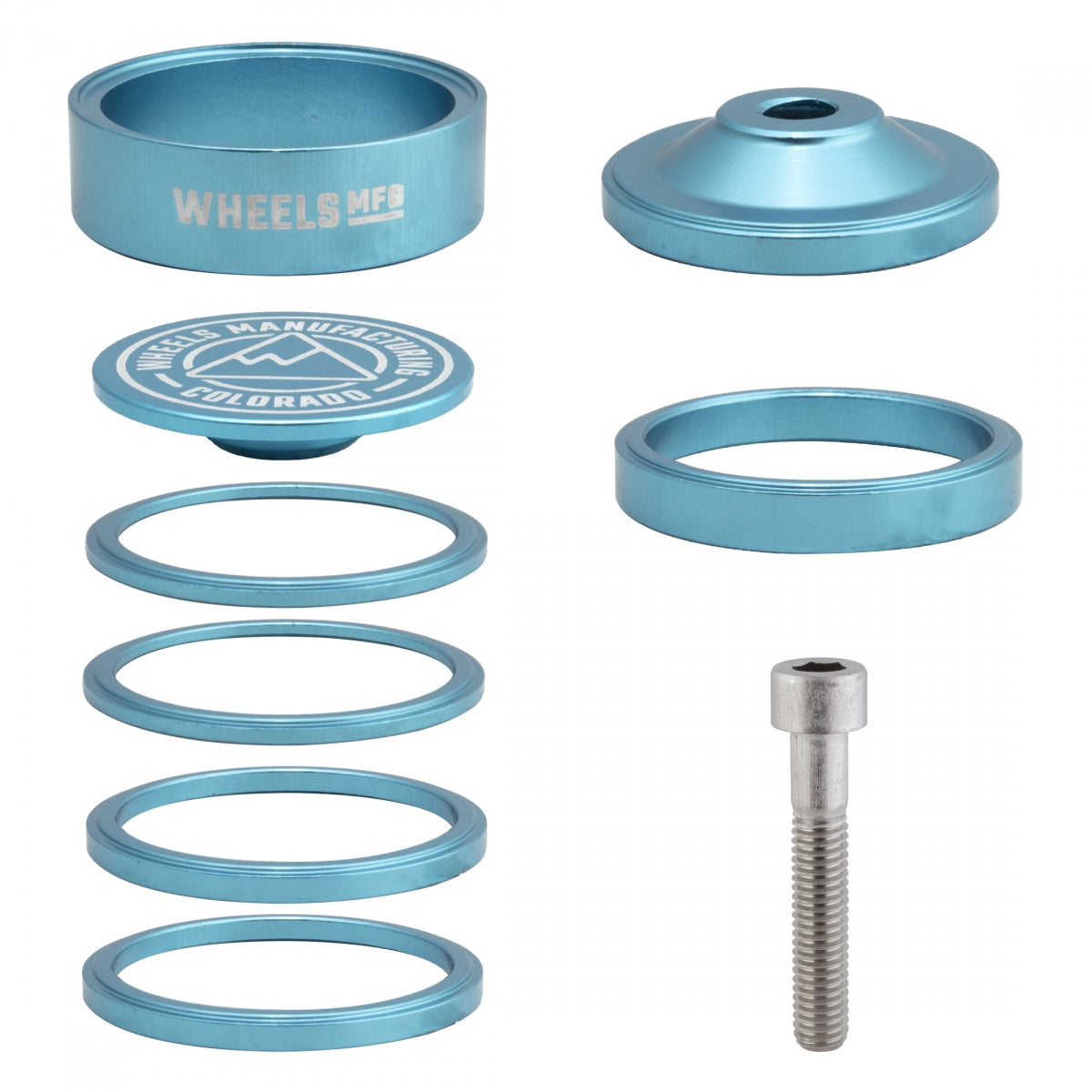 WHEELS MANUFACTURING HEAD PART WMFG SPACER STACKRIGHT PRO KIT TEAL - WHEELS MANUFACTURING