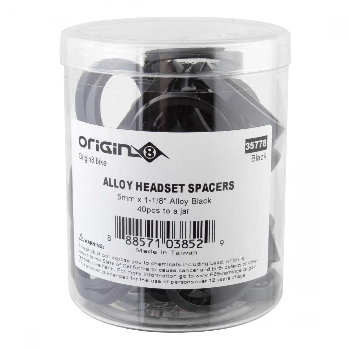 ORIGIN8 HEAD PART OR8 SPACER ALY 5mmx1-1/8 BK JRof40 - ORIGIN8