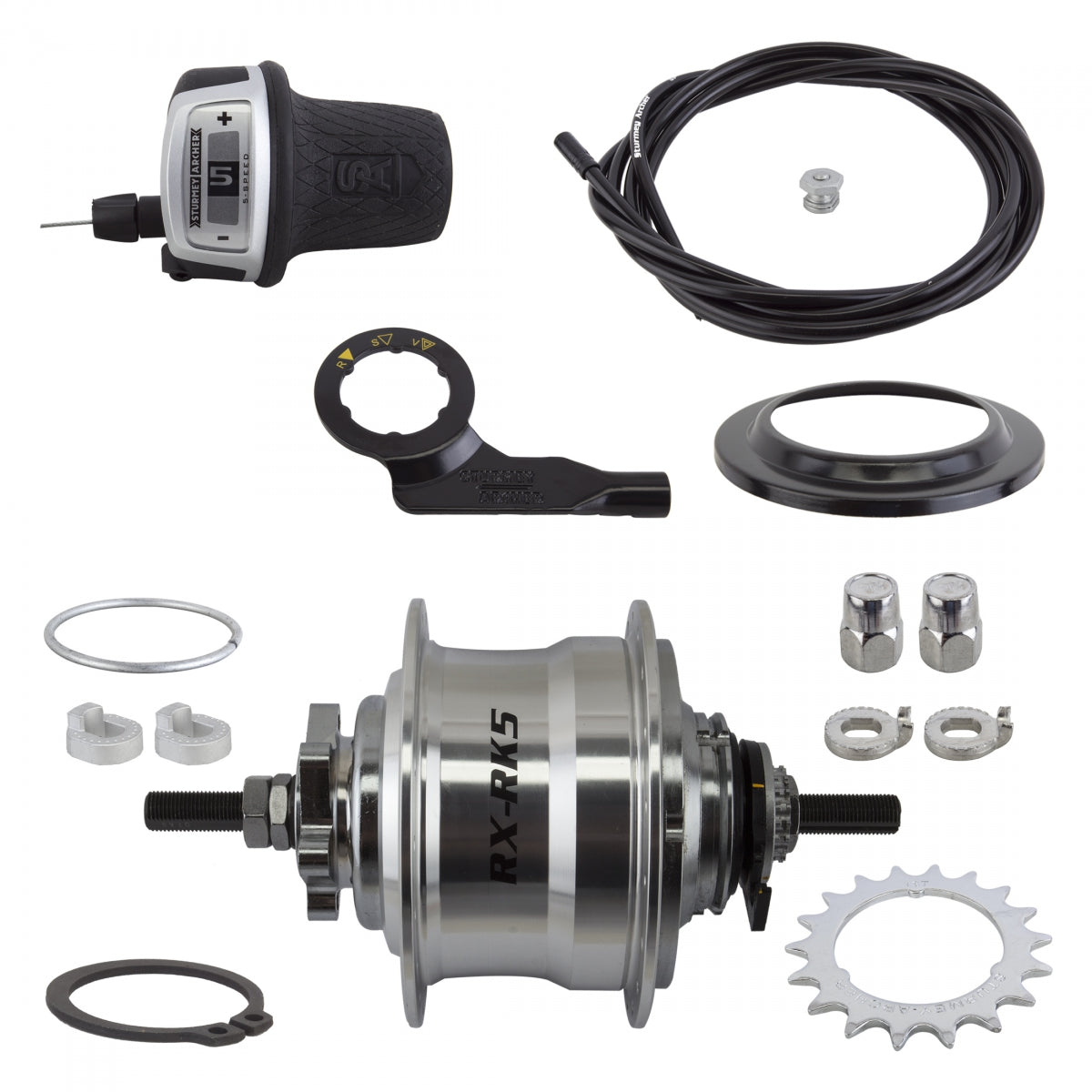 STURMEY ARCHER HUB Rear S/A 5sp RXRK5 6B 36 SL w/TRIM KIT/TWIST-SHIFrontER TSC50/CABLE 1700mm 18T 185/135mm ROTARY - STURMEY ARCHER