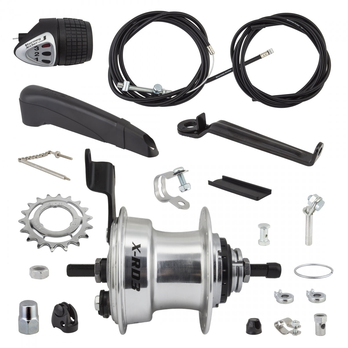 STURMEY ARCHER HUB Rear S/A 3sp XRD3 DRUM 70mm 36 SL w/TRIM KIT/TWIST-SHIFrontER TSS33 117/163mm 18T NON-ROTARY - STURMEY ARCHER