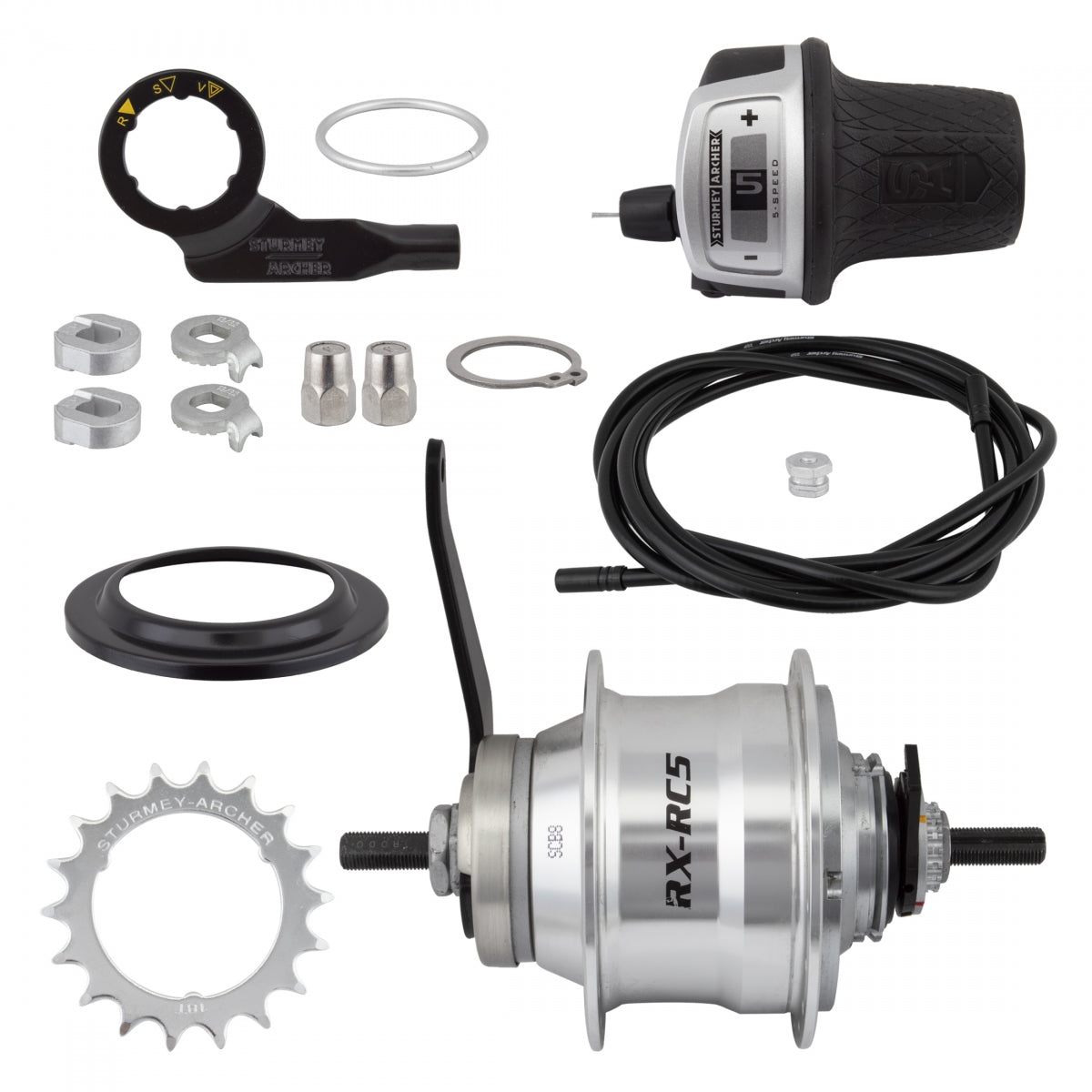 STURMEY ARCHER HUB Rear S/A 5sp RXRC5 CB 36 SL w/TRIM KIT/TWIST-SHIFrontER TSC50/CABLE 1700mm 18T 135/185mm ROTARY - STURMEY ARCHER