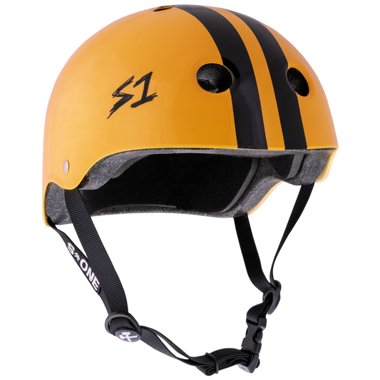 S1 Lifer Helmet - Bright Orange Gloss w/ Black Stripes