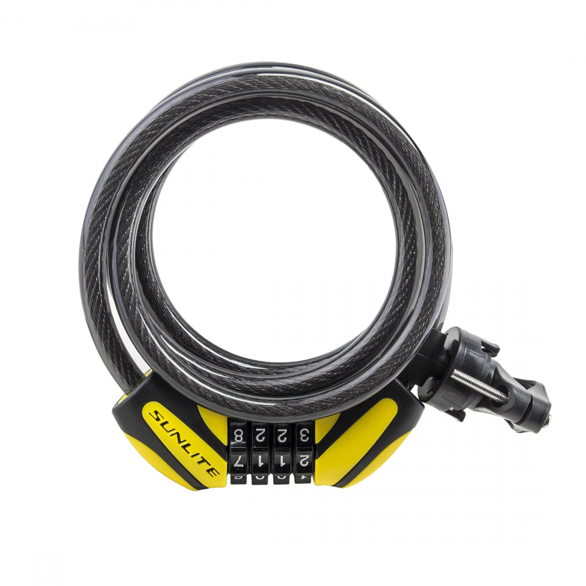 SUNLITE LOCK SUNLT DFNDR D1 CBL 10mmx6f COM W/BKT COIL BK/YL - SUNLITE