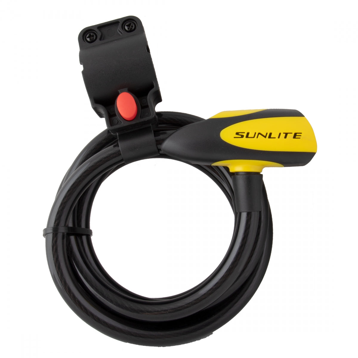 SUNLITE LOCK SUNLT DFNDR D1 CBL 12mmx6f KEY W/BKT COIL BK/YL - SUNLITE