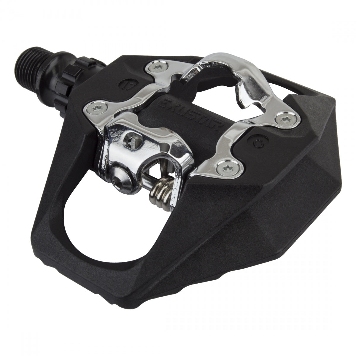 EXUSTAR PEDALS EXUSTAR MTB SGL CLPLS PM816-04 RESIN BK/SL SPD - EXUSTAR