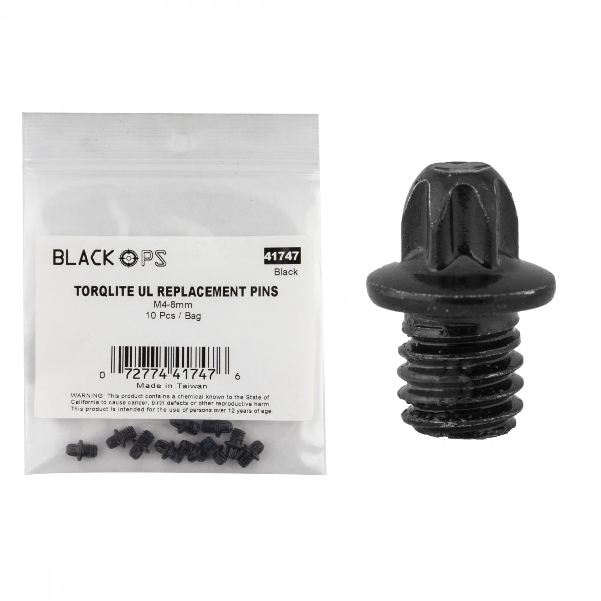 BLACK OPS PEDALS BK-OPS TORQLITE UL M4-8 REP PINS BK BGof10 - BLACK OPS