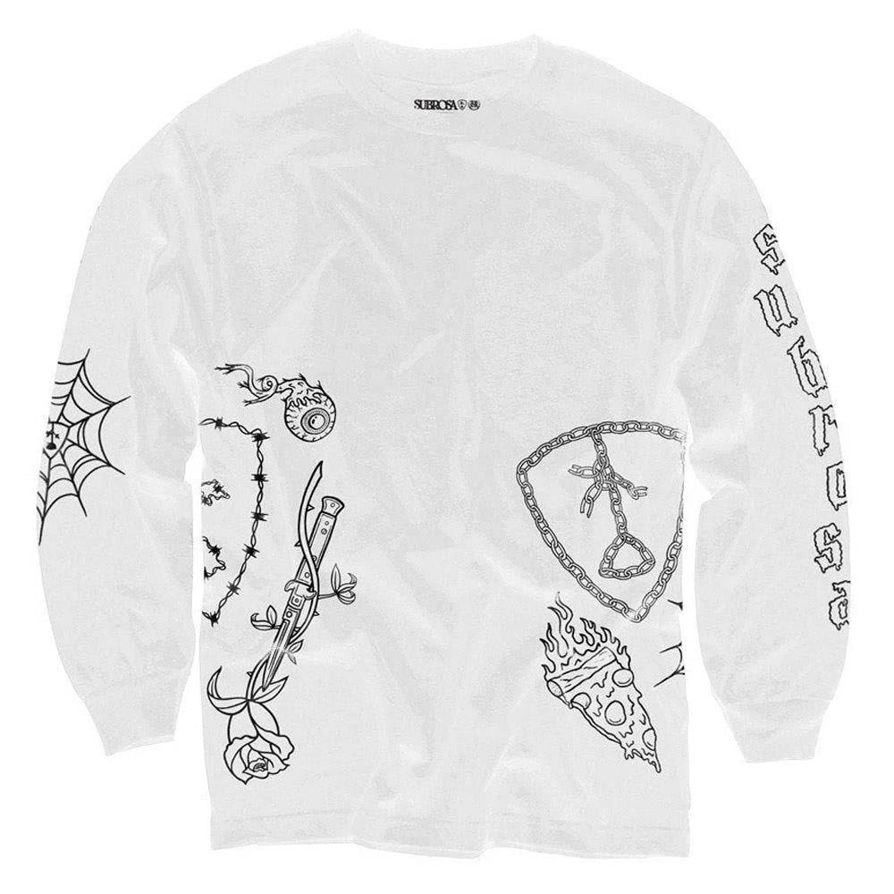 Subrosa Yung Rose Long Sleeve Shirt - White available at 5150bmx.com