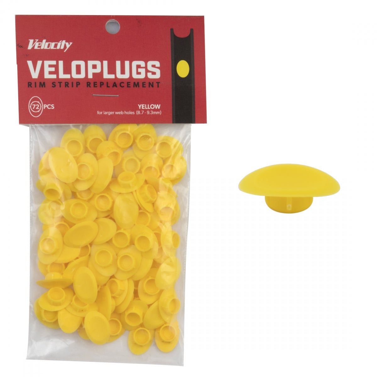 VELOCITY RIM PLUGS VELOCITY 8.5-9.3 YL fNONEYELET RIMS BGof72 - VELOCITY