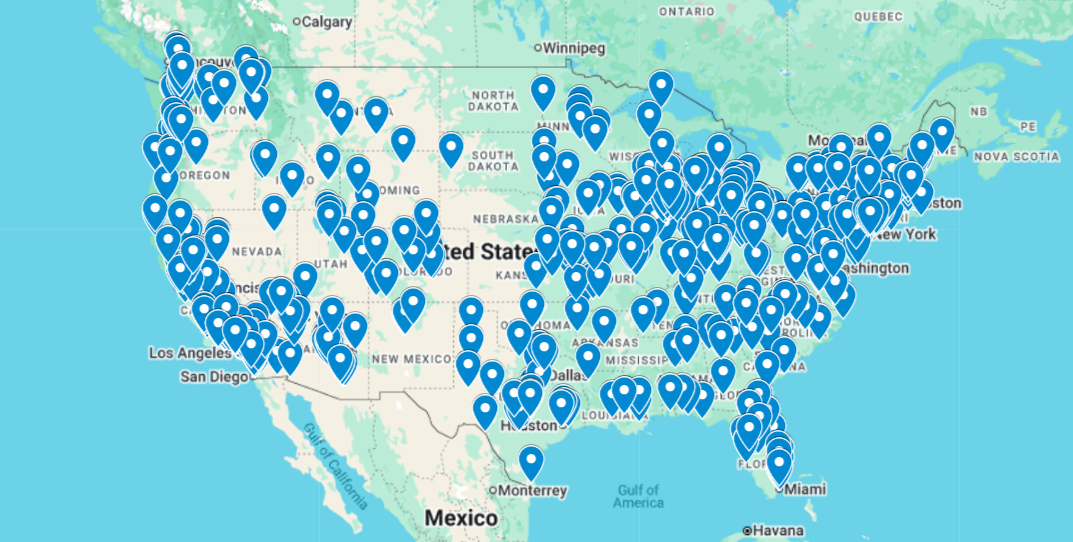 Map of 5150 BMX dealers across the United States