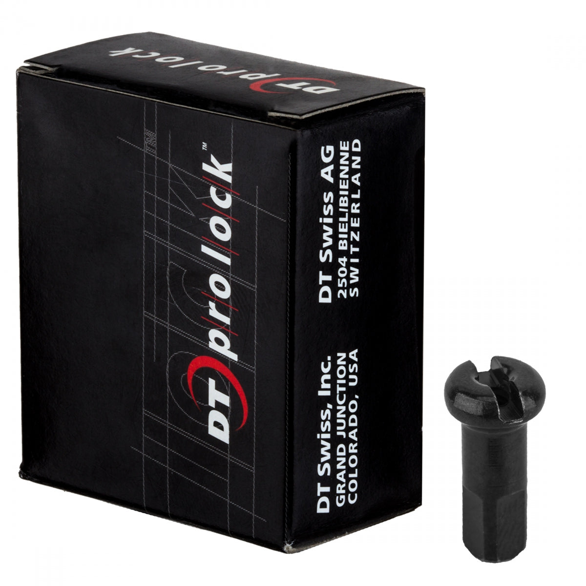 DT SWISS SPOKE NIPPLE DT BRASS 2.0x12mm PROLOCK BK BXof100 - DT SWISS