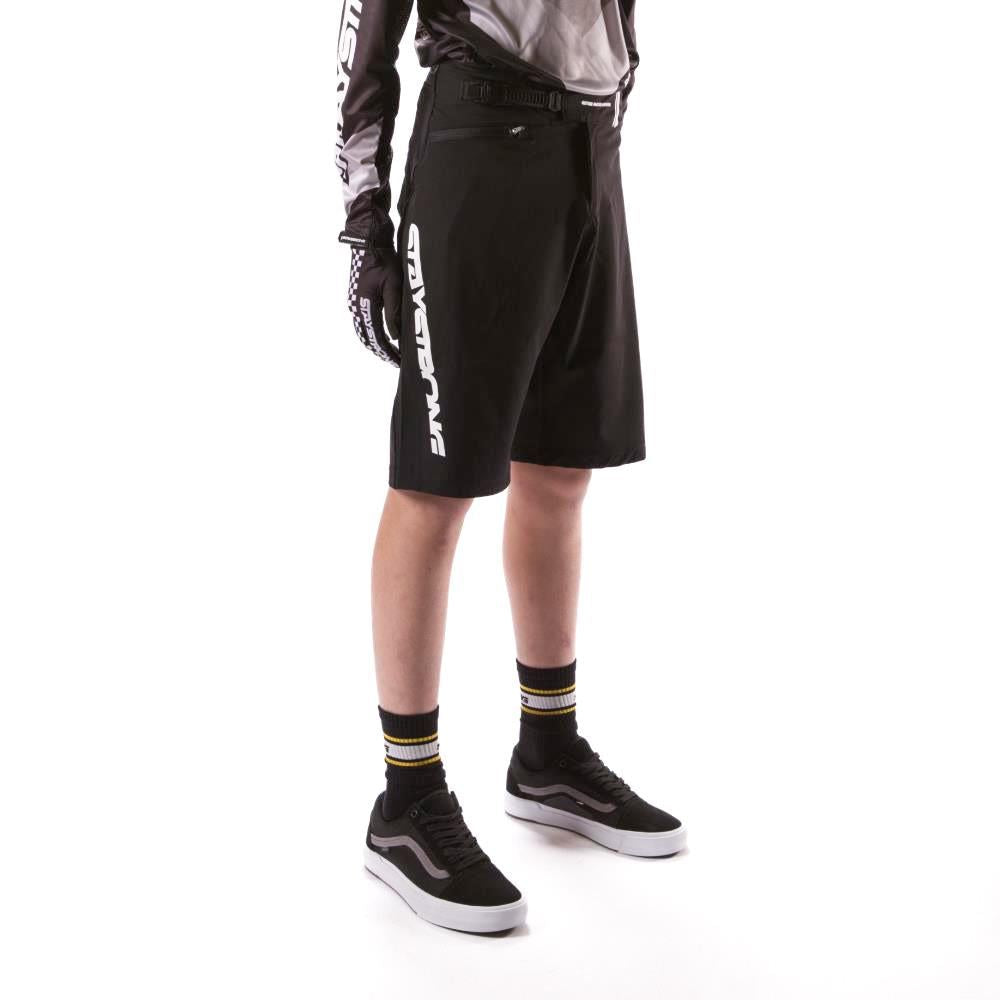 Stay Strong V2 Race Shorts - Black/White available at 5150bmx.com