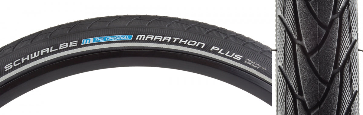 SCHWALBE TIRE SWB MARATHON PLUS 26x1.35 PERF TWIN SM-GUARD BK/BK/REF ENDURANCE E25 WIRE - SCHWALBE