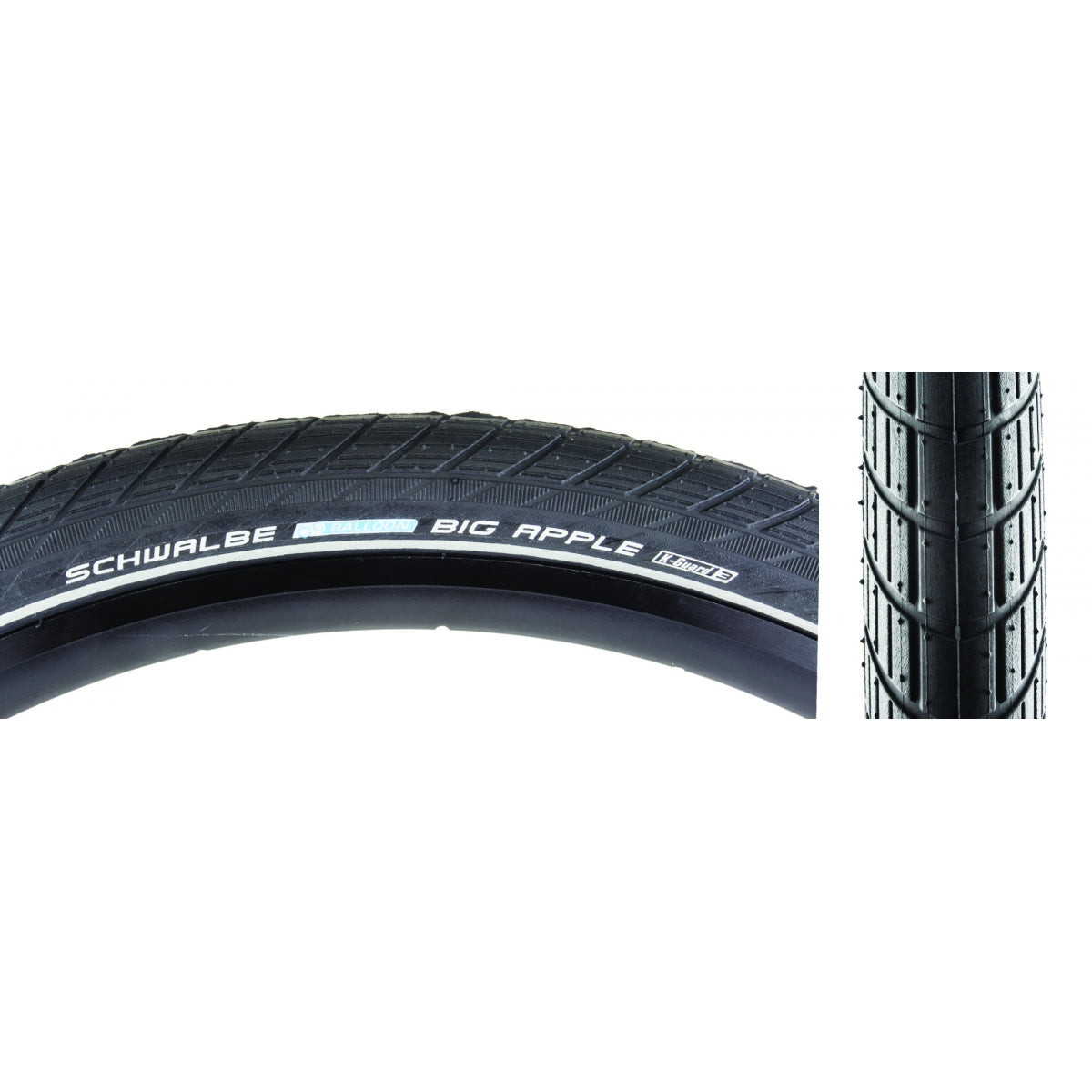 SCHWALBE TIRE SWB BIG APPLE 700x50 (28x2.0) ACTIVE TWIN K-GUARD BK/BK/REF SBC WIRE - SCHWALBE