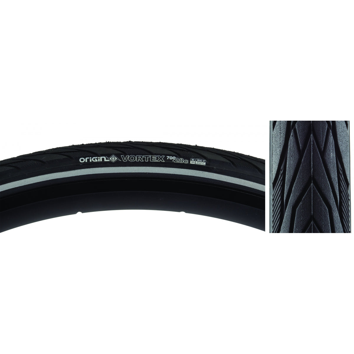 ORIGIN8 TIRE OR8 VORTEX 700x28 WIRE BELT BK/BK/REF - ORIGIN8