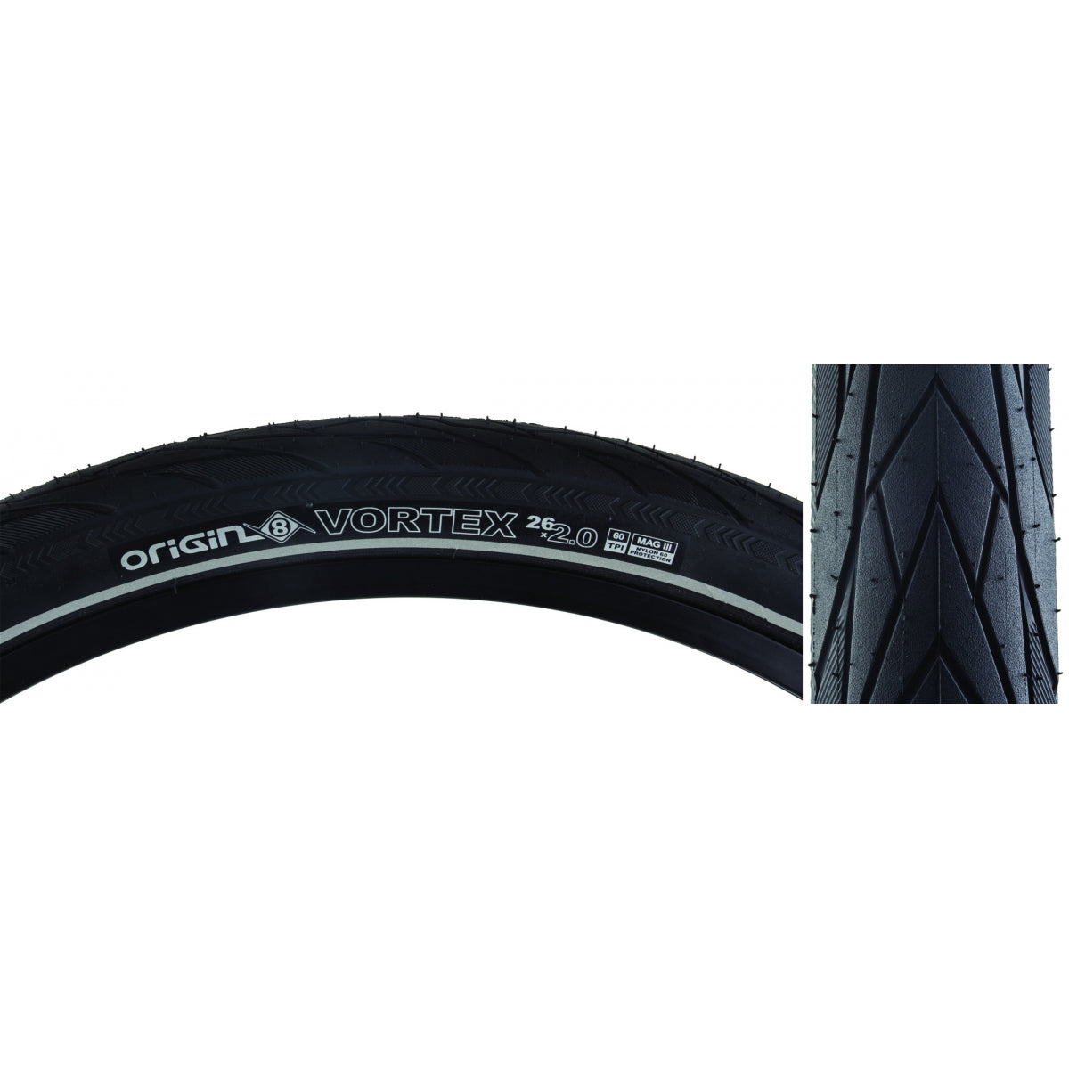 ORIGIN8 TIRE OR8 VORTEX 26x2.00 WIRE BELT BK/BK/REF - ORIGIN8
