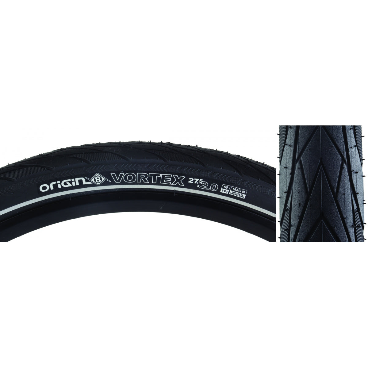 ORIGIN8 TIRE OR8 VORTEX 27.5x2.00 WIRE BELT BK/BK/REF - ORIGIN8