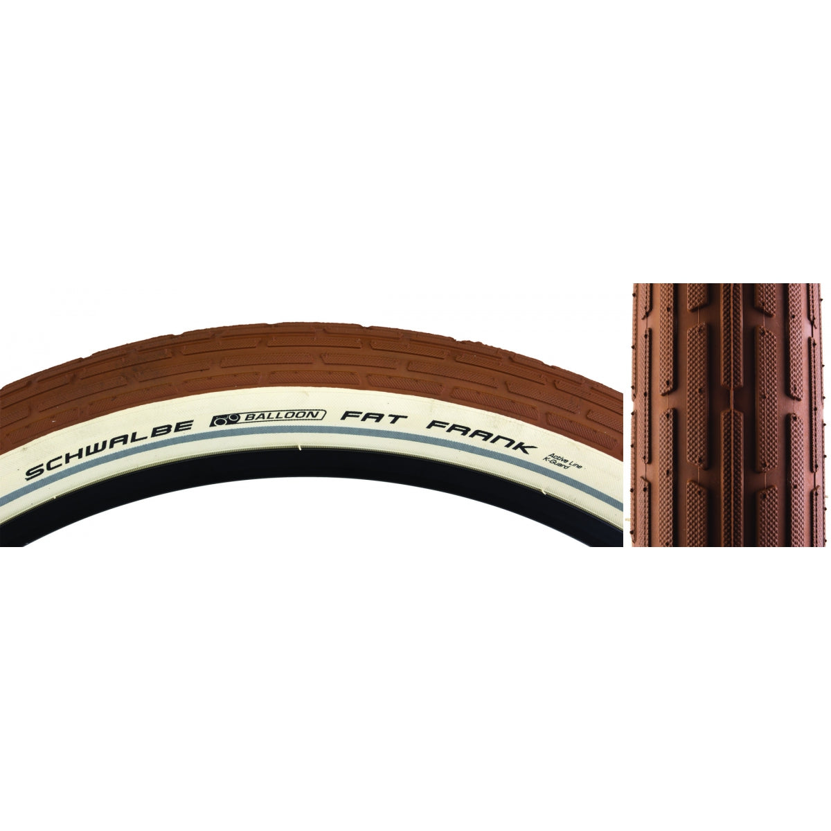 SCHWALBE TIRE SWB FAT FRANK 26x2.35 ACTIVE TWIN K-GUARD BN/WH/REF SBC WIRE - SCHWALBE