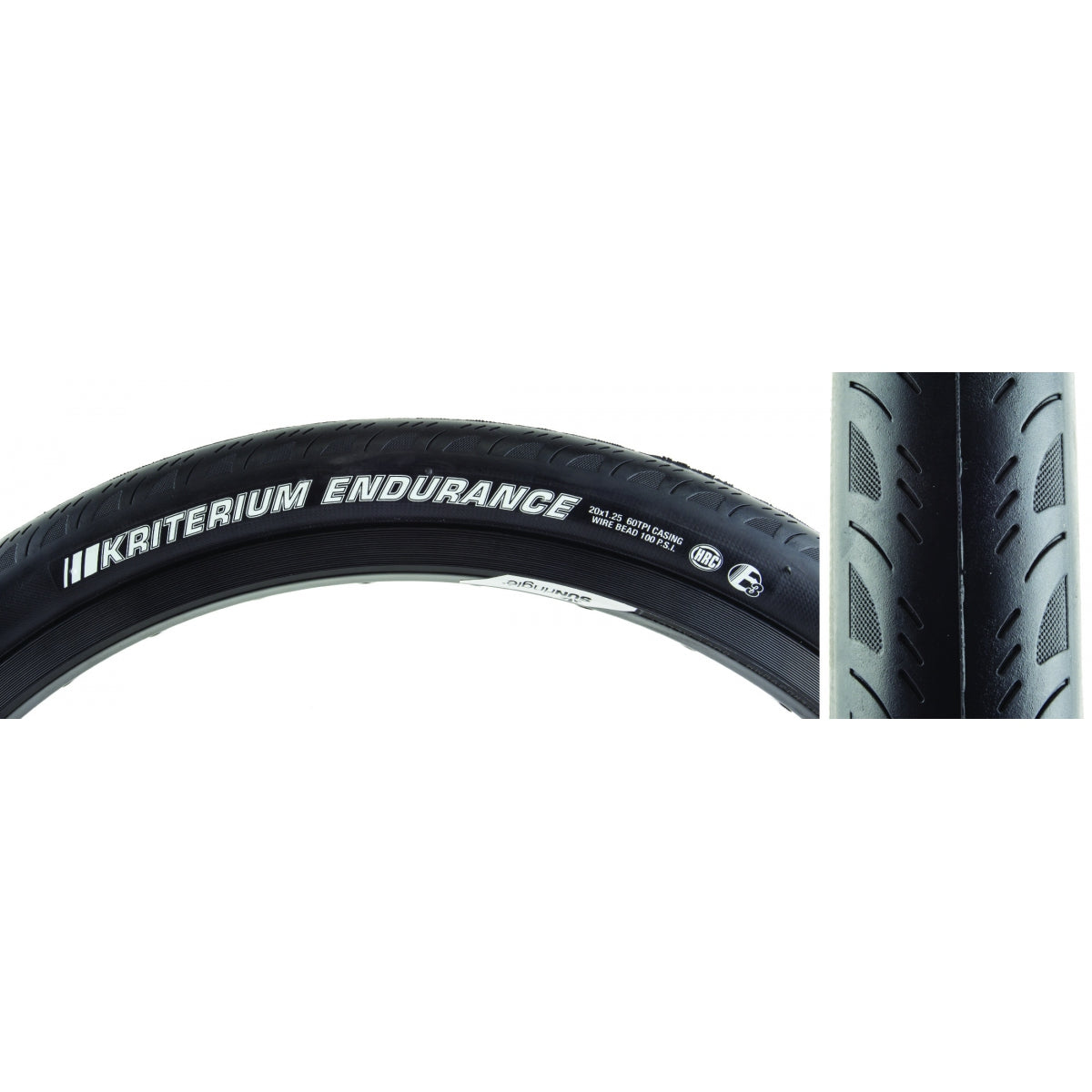 KENDA TIRE KEN KRITERIUM ENDURO SPORT 20x1.25 BK/BK HRC/E3/60 WIRE 80psi - KENDA