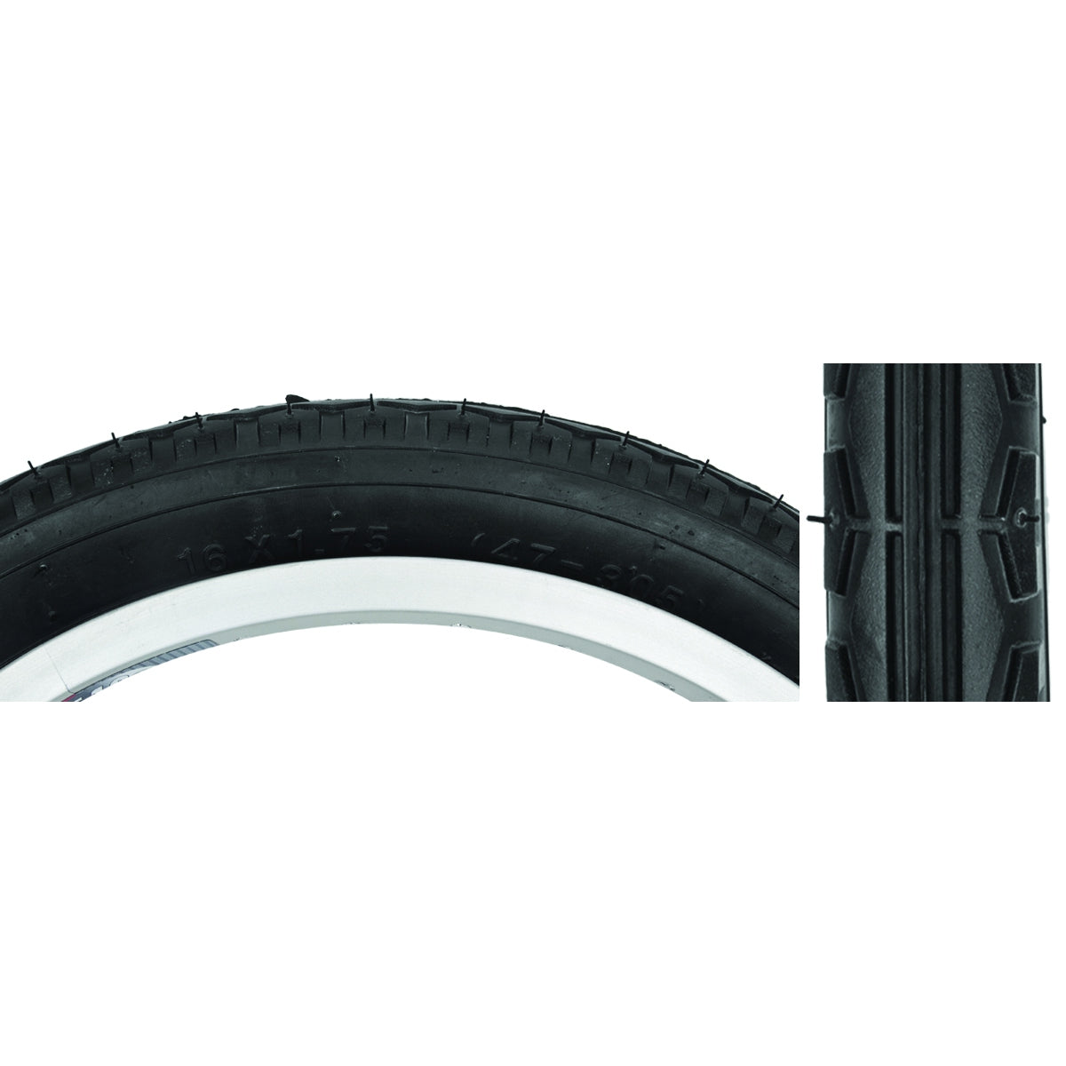 SUNLITE TIRE SUNLT 16x1.75 BK/BK STREET K123 WIRE - SUNLITE