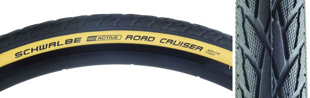 SCHWALBE TIRE SWB ROAD CRUISER 700x35 ACTIVE TWIN K-GUARD BK/GUM GN-COMPOUND WIRE - SCHWALBE