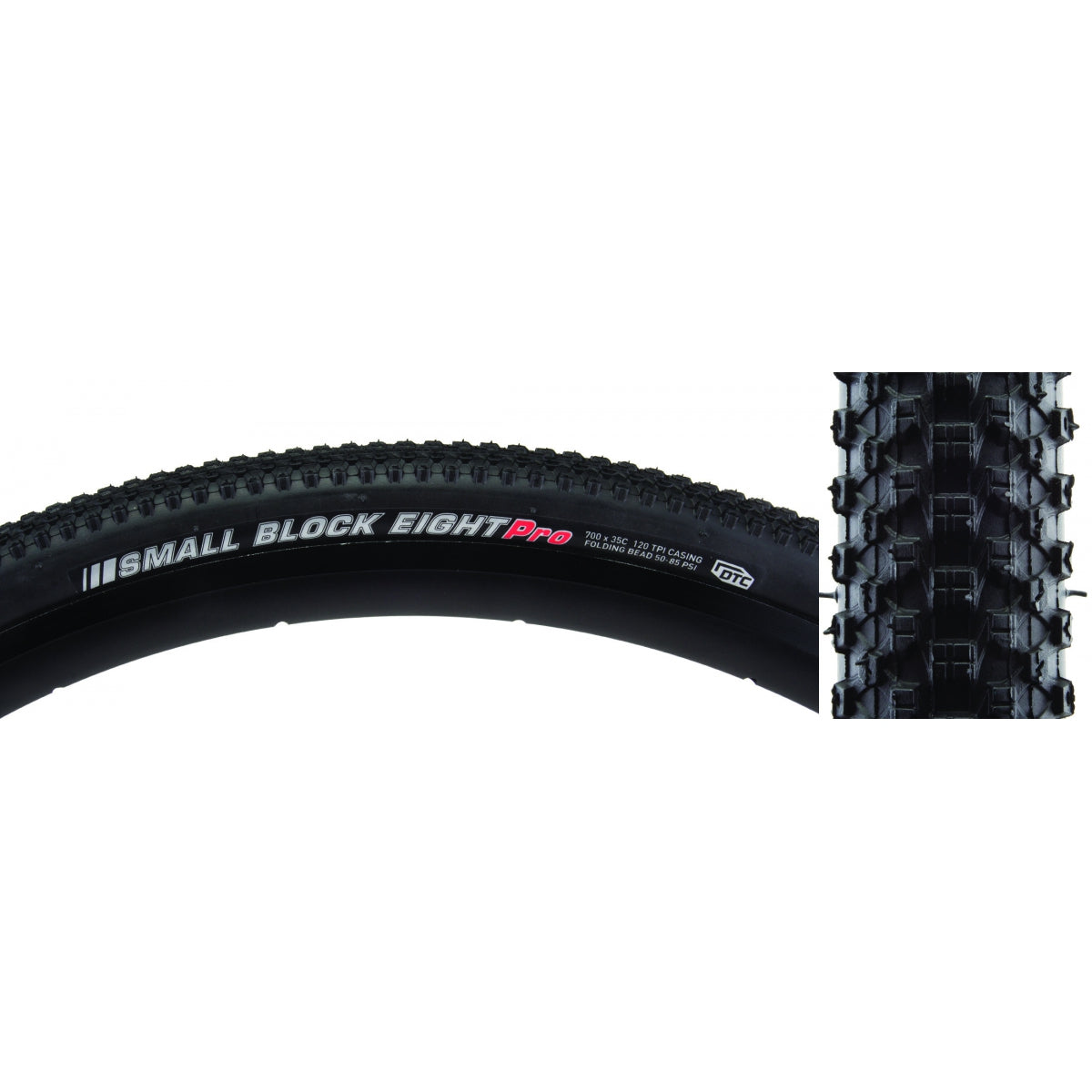 KENDA TIRE KEN SMALL BLOCK 8 PRO 700x35 BK/BK DTC/120 FOLD 85psi - KENDA