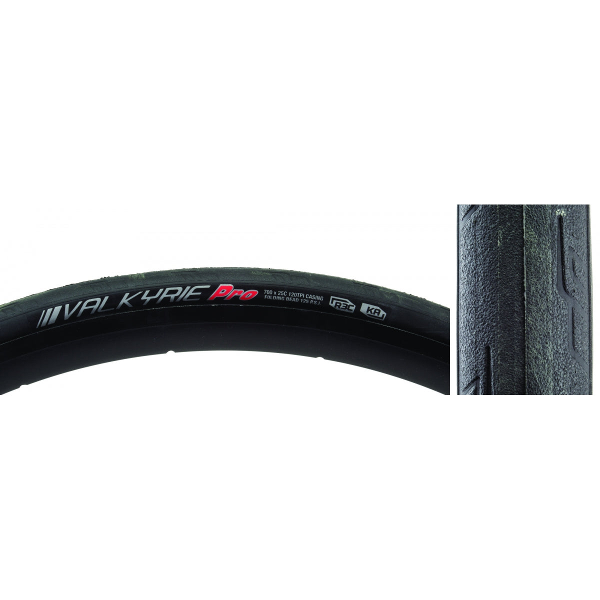 KENDA TIRE KEN VALKYRIE PRO 700x25 BK/BK/REF-HP R3C/KA/120 FOLD 125psi - KENDA