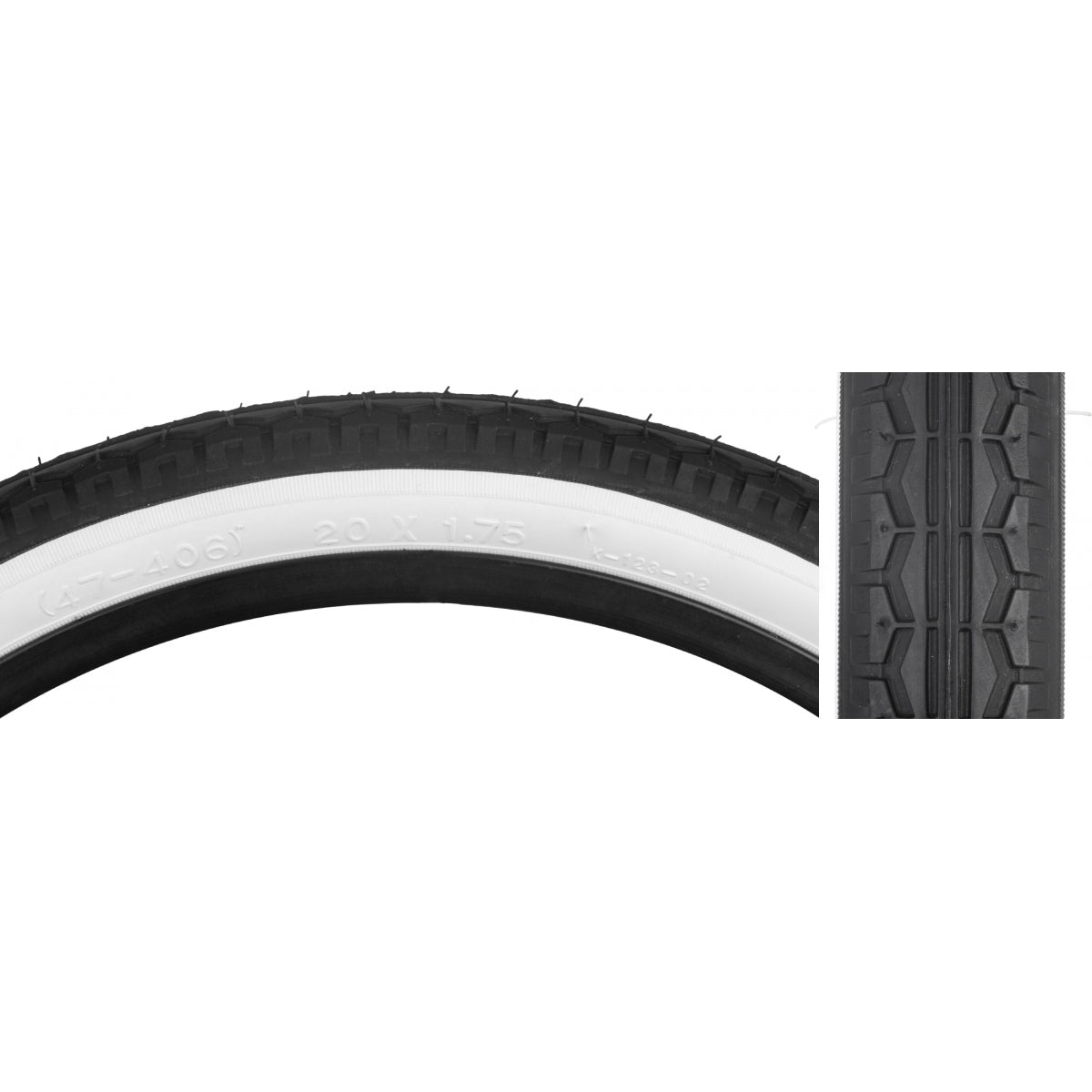 SUNLITE TIRE SUNLT 20x1.75 BK/WH STREET K123 WIRE - SUNLITE