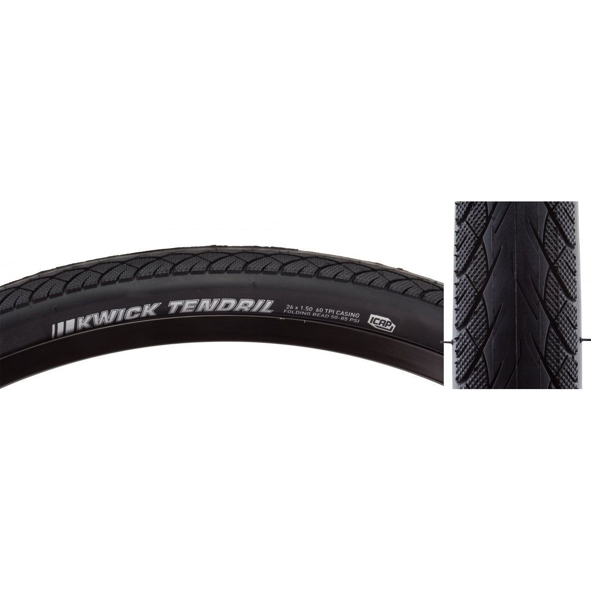 KENDA TIRE KEN KWICK TENDRIL 26x1.5 BK/BK/REF-HP SRC/ICAP/60 FOLD 60psi - KENDA
