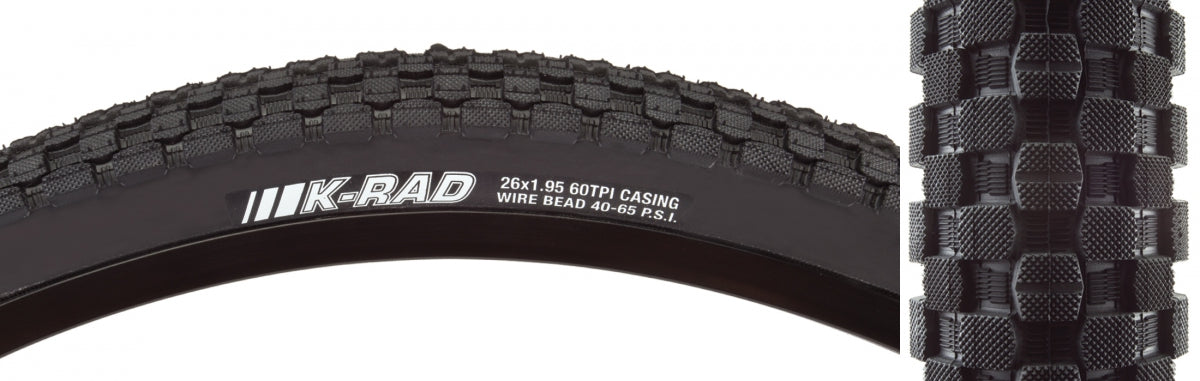 KENDA TIRE KEN K-RAD SPORT 26x1.95 BK/BK SRC/60 WIRE 65psi - KENDA