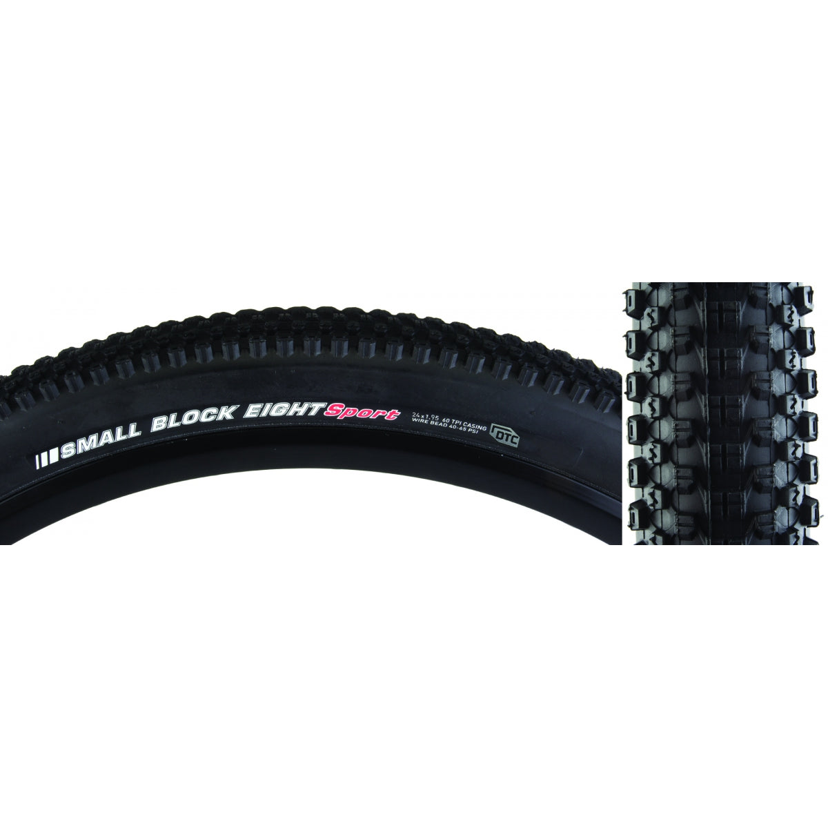 KENDA TIRE KEN SMALL BLOCK 8 SPORT 24x1.95 BK/BK DTC/60 WIRE 65psi - KENDA