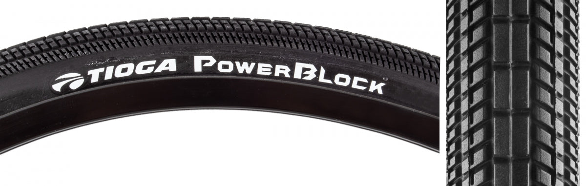 TIOGA TIRE TIOGA POWERBLOCK 20x1-3/8 WIRE BK - TIOGA