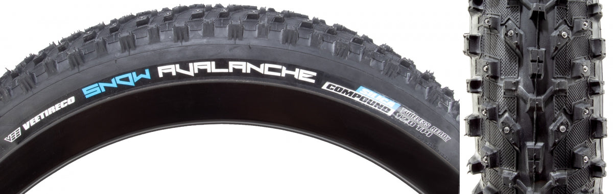 VEE TIRE & RUBBER TIRE VEE SNOW AVALANCH 26x4.0 BK/BK FOL/120/TLR/SC/240-STUD FOLD - VEE TIRE & RUBBER