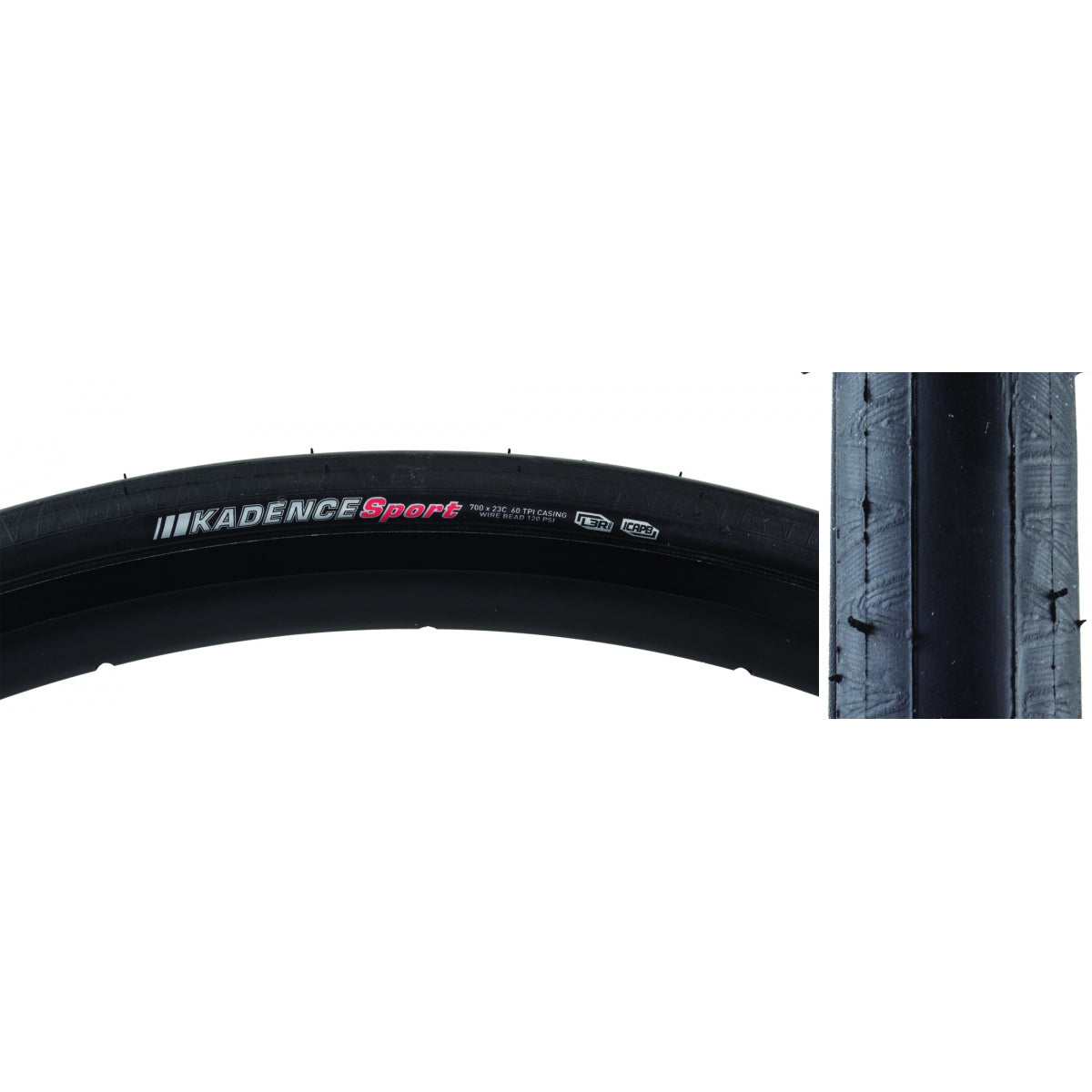 KENDA TIRE KEN KADENCE SPORT 700x23 BK/BK/REF-HP L3R-PRO/ICAPB/60 WIRE 120psi - KENDA