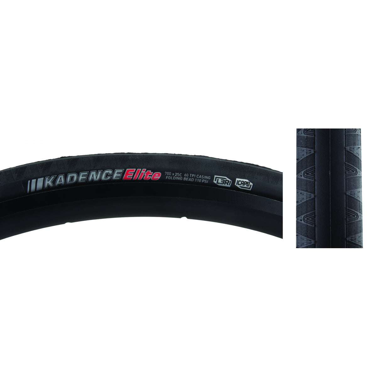 KENDA TIRE KEN KADENCE ELITE 700x25 BK/BK/REF-HP L3R-PRO/ICAPB/60 FOLD 110psi - KENDA