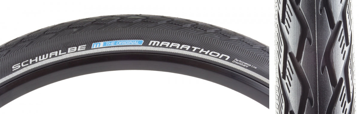 SCHWALBE TIRE SWB MARATHON 26x2.0 PERF TWIN GN-GUARD BK/BK/REF ENDURANCE E50 WIRE - SCHWALBE